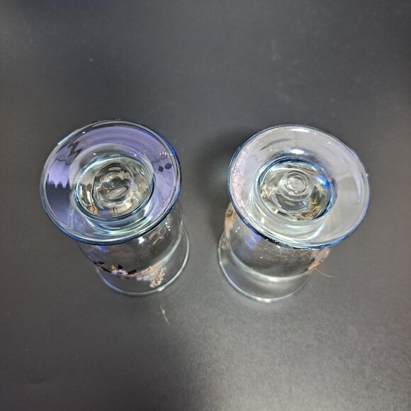 Vintage Floral Glass Candle Holders Pair - Picture 9 of 9